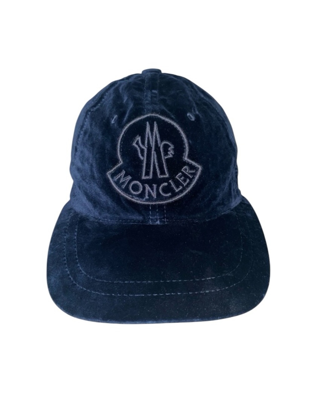 Flash Sale MONCLER Navy Logo Patch Velvet Baseball Cap Hat One Size